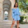 Linen shirt and shorts set - Blue