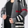 Long Striped Cardigan - Grey