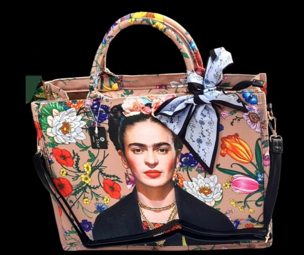 Καλοκαιρινή τσάντα ώμου υφασμάτινη με print 'Frida'