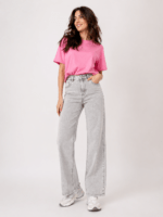 Γυναικείο Τζιν Wide Leg Ψηλόμεσο Γκρι Stone Wash