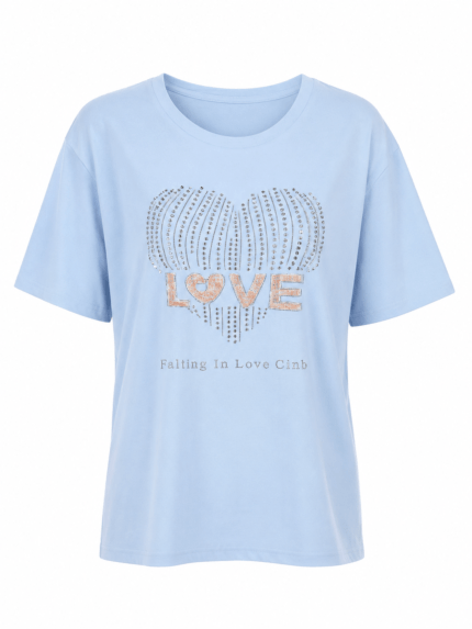 Γυναικείο T-Shirt LOVE με Στρας Σιέλ