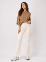 Γυναικείο Τζιν Wide Leg Εκρού Ψηλόμεσο