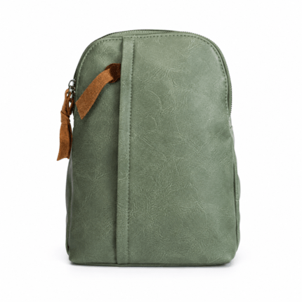 Χακί Γυναικείο Mini Backpack από Οικολογικό Δέρμα