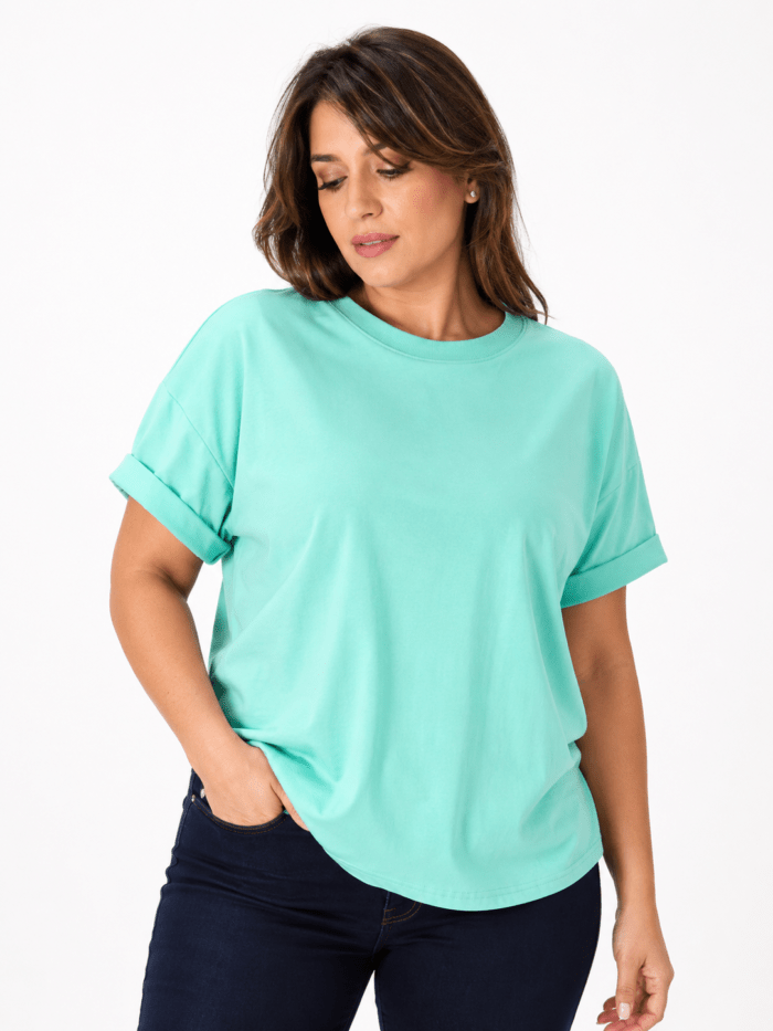 Γυναικεία Oversized Μπλούζα Βεραμάν – Basic T-Shirt με Κοντό Μανίκι