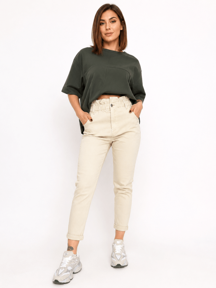 Γυναικείο Τζιν Παντελόνι Slim Fit με Λάστιχο στη Μέση