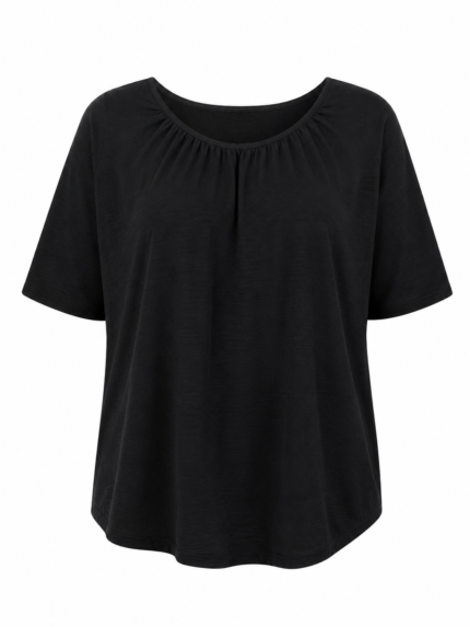 Γυναικεία Μαύρη Oversized Μπλούζα με Στρογγυλή Λαιμόκοψη | Plus Size