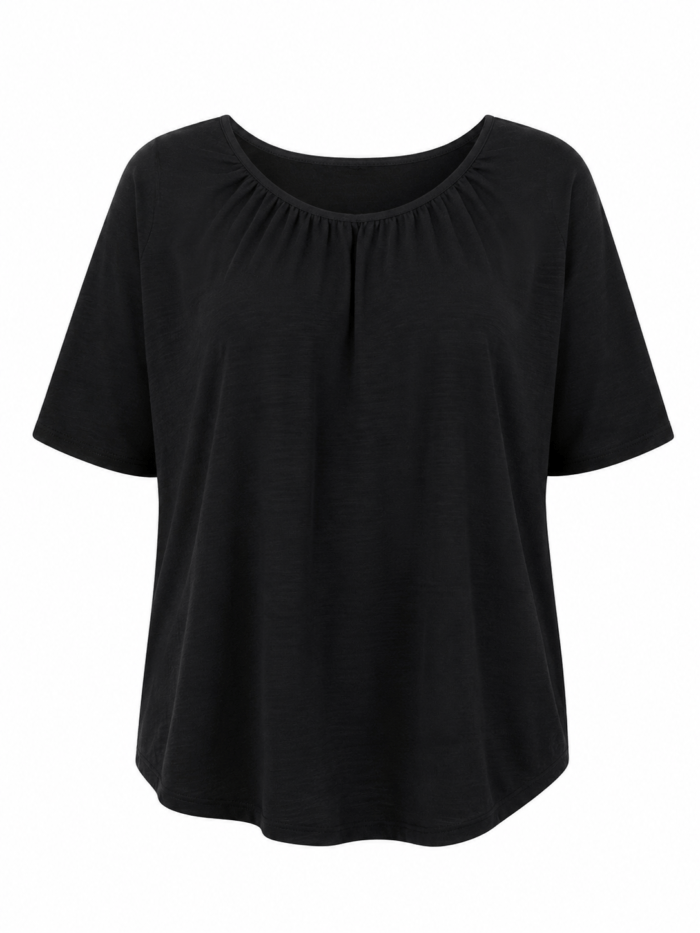 Γυναικεία Μαύρη Oversized Μπλούζα με Στρογγυλή Λαιμόκοψη | Plus Size