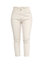 Γυναικείο Τζιν Slim Fit με Λάστιχο στη Μέση – Εκρού