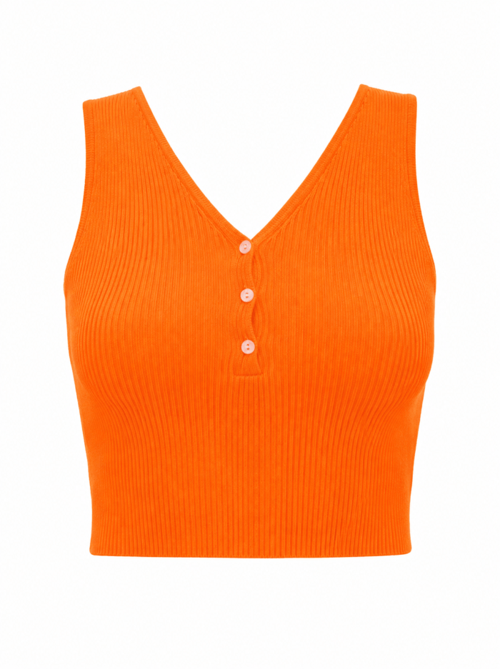 Γυναικείο Crop Top Ριπ Πορτοκαλί – Αμάνικη Καλοκαιρινή Μπλούζα