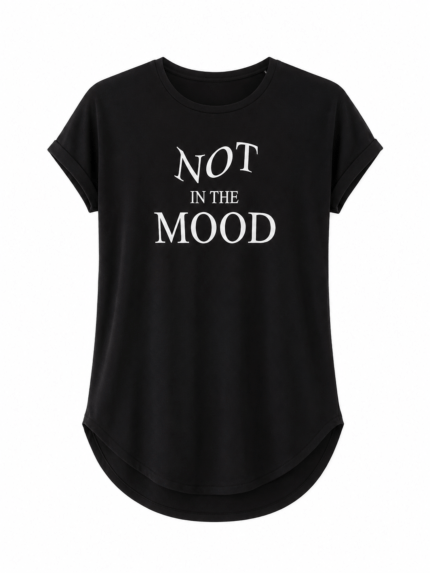 Γυναικείο Μαύρο T-Shirt “NOT IN THE MOOD” – Casual Κοντομάνικη Μπλούζα