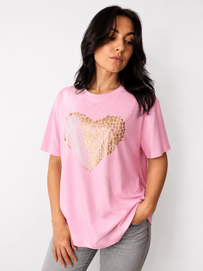 Γυναικείο T-Shirt με Καρδιά από Παγιέτες