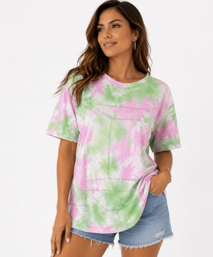 Γυναικείο Tie Dye T-Shirt Πράσινο & Ροζ