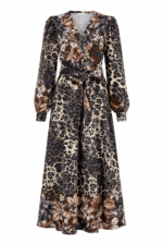 Maxi Animal Print Φόρεμα με Ζώνη