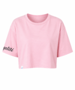 Γυναικείο Crop T-Shirt Ροζ με Logo στο Μανίκι
