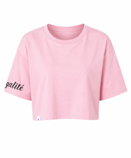 Γυναικείο Crop T-Shirt Ροζ με Logo στο Μανίκι