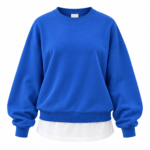 Γυναικεία Μπλούζα Φούτερ Oversized Μπλε με Λευκό Layering