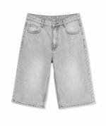 Γυναικεία Τζιν Βερμούδα Γκρι Oversized Washed Ψηλόμεση