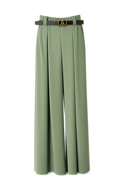 Γυναικεία Χακί Παντελόνα με Ζώνη | Ψηλόμεση Casual Elegant
