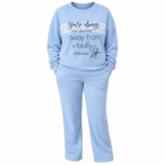Γυναικείο Σετ Φόρμας Oversize σε Σιέλ – Μπλούζα & Παντελόνι