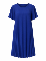 Πλισέ Αέρινο Φόρεμα Oversized με Κοντό Μανίκι