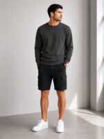 Ανδρική Μαύρη Cargo Βερμούδα με Τσέπες Casual Summer Utility Style