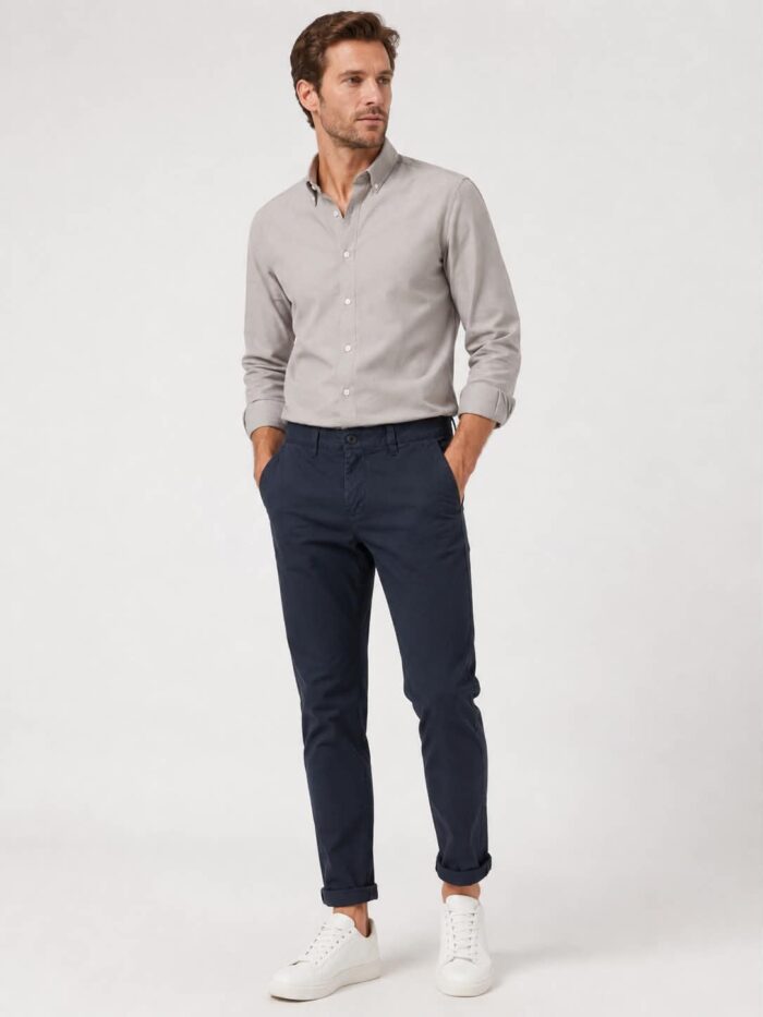 Ανδρικό Παντελόνι Chino Slim Fit Μπλε Σκούρο σε μοντέρνα γραμμή..