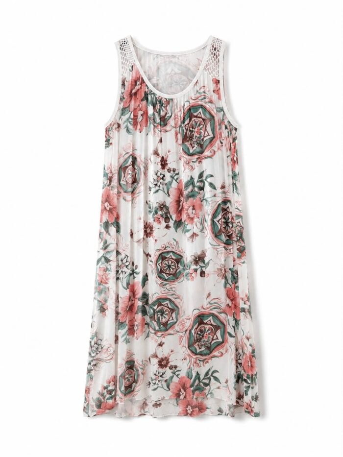 Γυναικείο Λευκό Mini Floral Φόρεμα με  Δαντελένιες Τιράντες