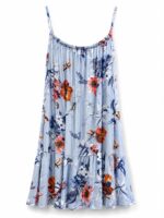Γυναικείο Floral Mini Φόρεμα με Τιράντες Γαλάζιο