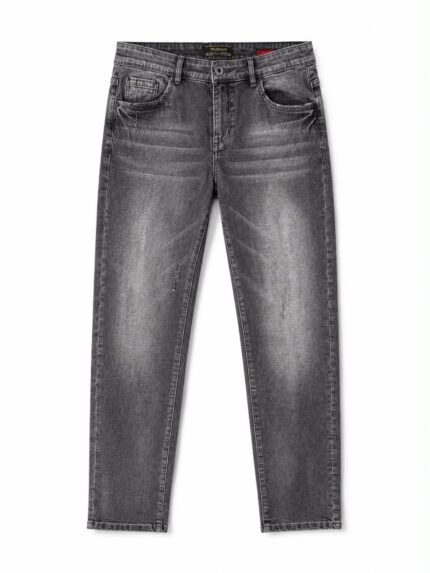 Ανδρικό Γκρι Τζιν Παντελόνι Slim Regular Fit με washed denim λεπτομέρειες