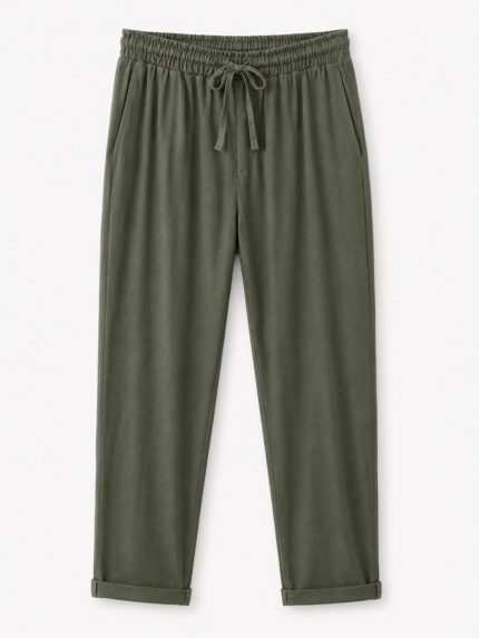 Ανδρικό Χακί Casual Παντελόνι με Ελαστική Μέση Relaxed Fit