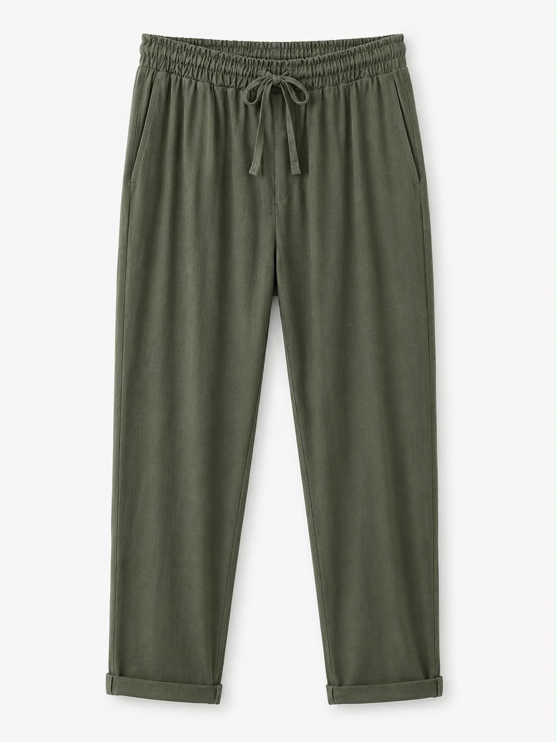 903d7973-eb5c-4714-b1a8-6a71d9d6d077 Ανδρικό Χακί Casual Παντελόνι με Ελαστική Μέση Relaxed Fit