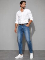 Ανδρικό Τζιν Slim Fit Μπλε Ξεβαμμένο