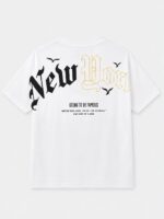Ανδρικό Λευκό T-Shirt New York Graphic Print με σχέδιο στην πλάτη
