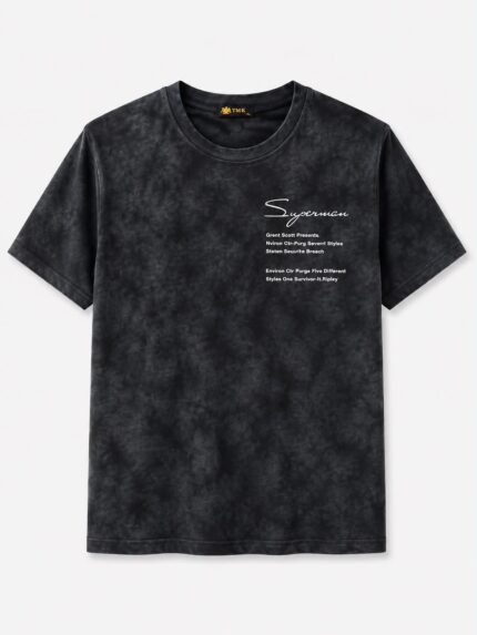 Ανδρικό Μαύρο T-Shirt Washed Effect με Τύπωμα Urban Casual Style