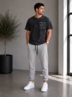 Ανδρικό Μαύρο T-Shirt Washed Effect με Τύπωμα Urban Casual Style