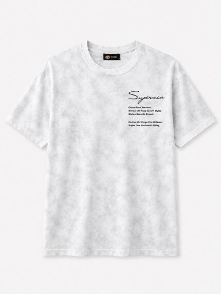 Ανδρικό Λευκό T-Shirt Washed Effect με Τύπωμα Casual Style