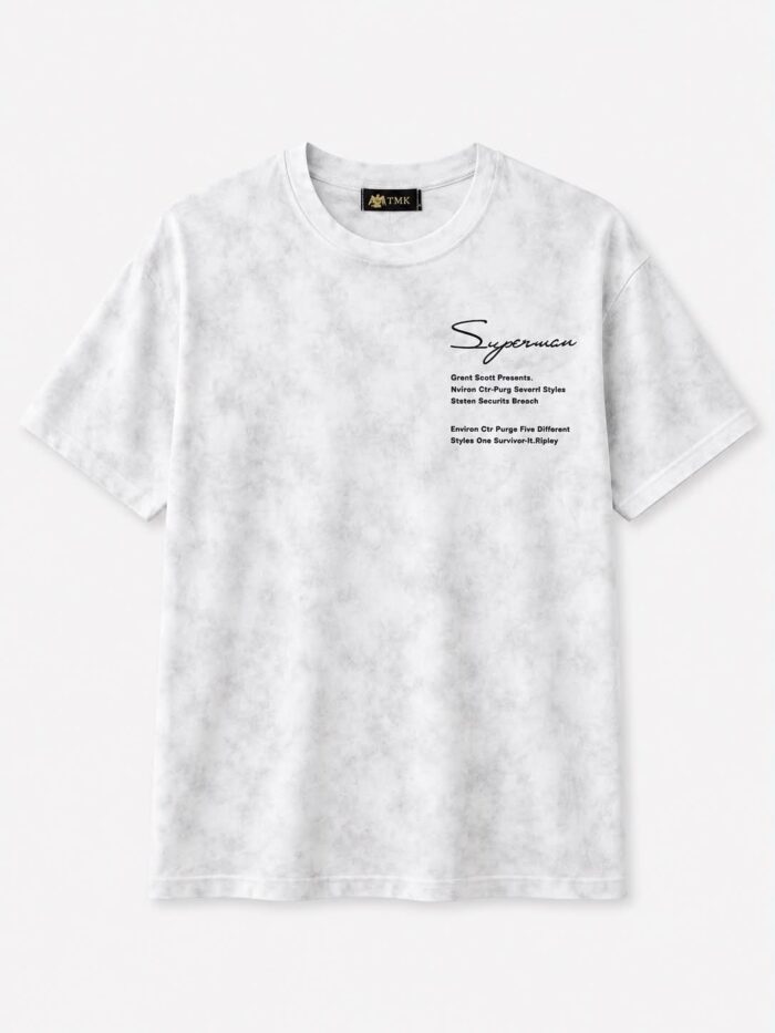Ανδρικό Λευκό T-Shirt Washed Effect με Τύπωμα Casual Style