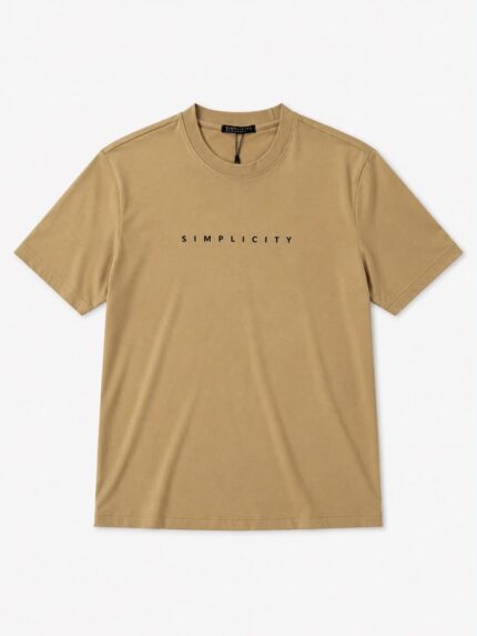 Ανδρικό Μπεζ T-Shirt με Στάμπα Simplicity