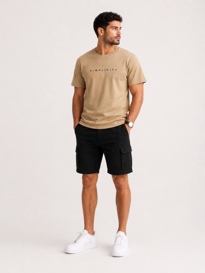 Ανδρική Μαύρη Cargo Βερμούδα με Τσέπες Casual Summer Utility Style