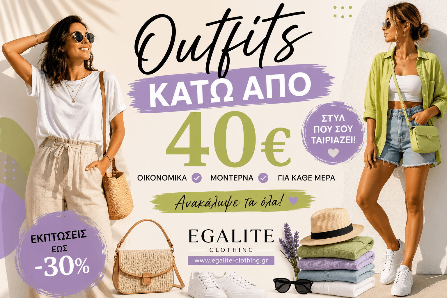 Outfits κάτω από 40€ με γυναικεία ρούχα και τσάντες EGALITE Clothing