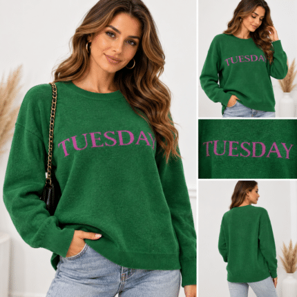 πράσινη γυναικεία πλεκτή μπλούζα TUESDAY